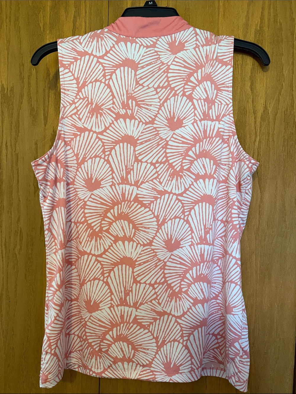 Tommy Bahama Sleeveless Peach & White Zip Front Golf Top - Picture 7 of 7